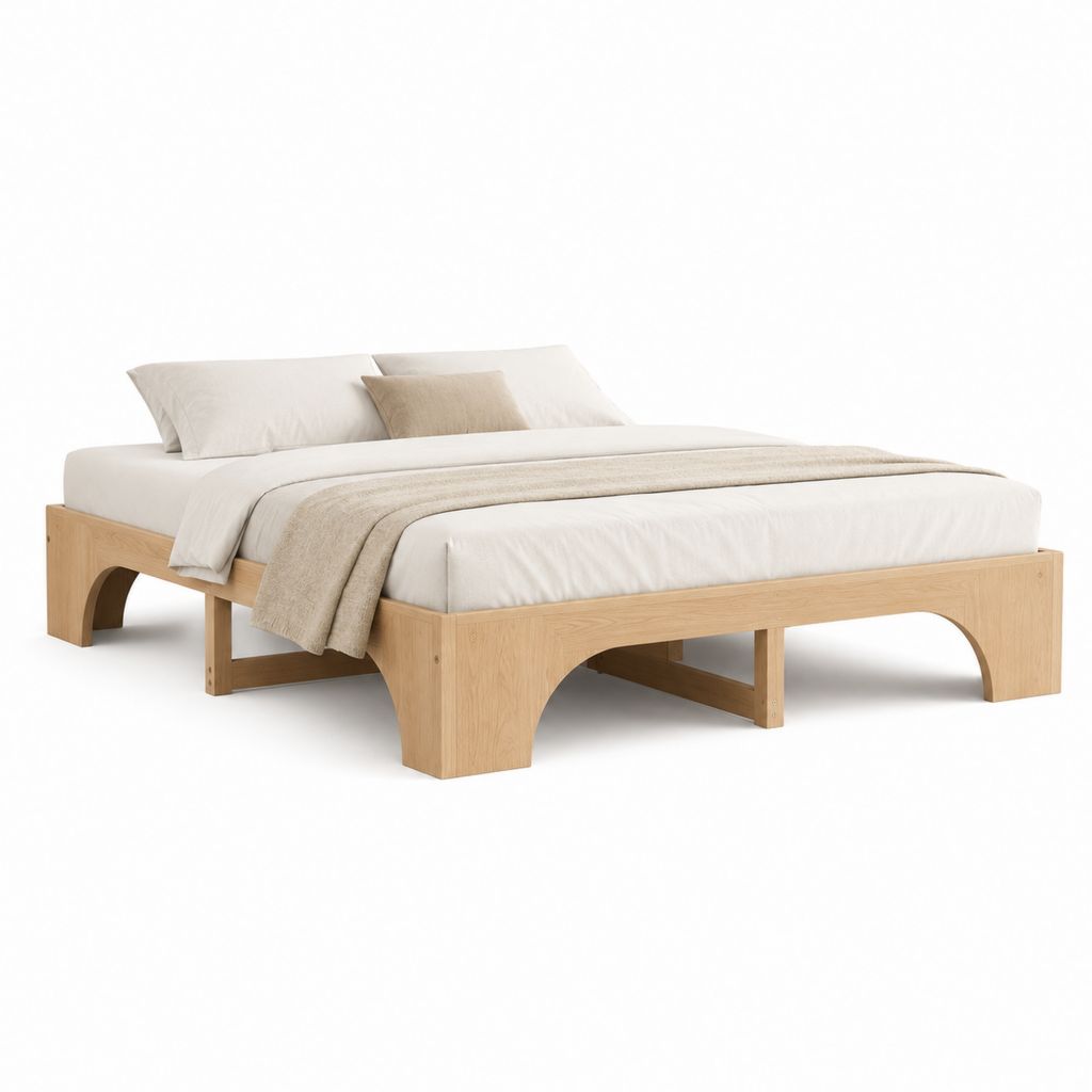 Struttura letto matrimoniale rettangolare 180 x 200 cm in legno massello, rovere naturale